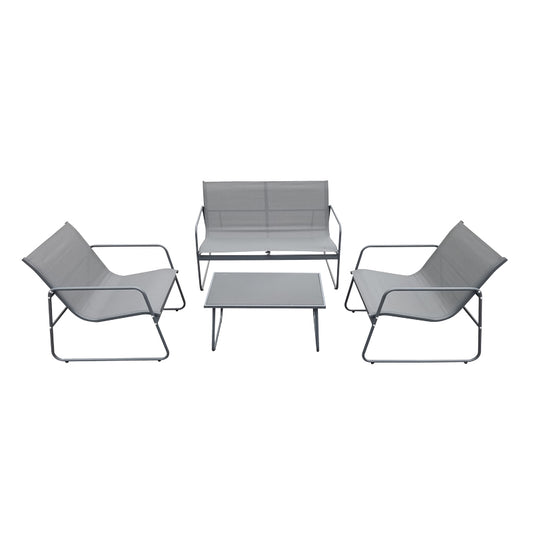 Veranda living room set of 4 pieces metal and textilene in anthracite shade