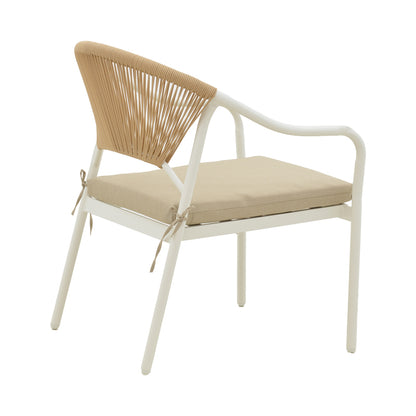 Armchair Jerqui pakoworld wicker rattan natural-metal bege legs-black cushion  60x64x78cm