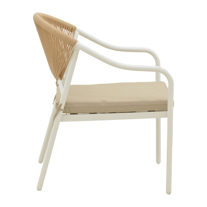 Armchair Jerqui pakoworld wicker rattan natural-metal bege legs-black cushion  60x64x78cm