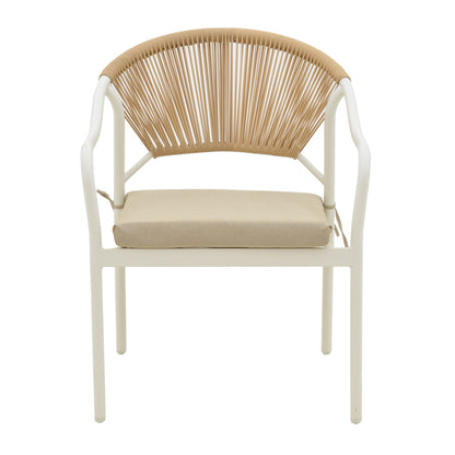 Armchair Jerqui pakoworld wicker rattan natural-metal bege legs-black cushion  60x64x78cm