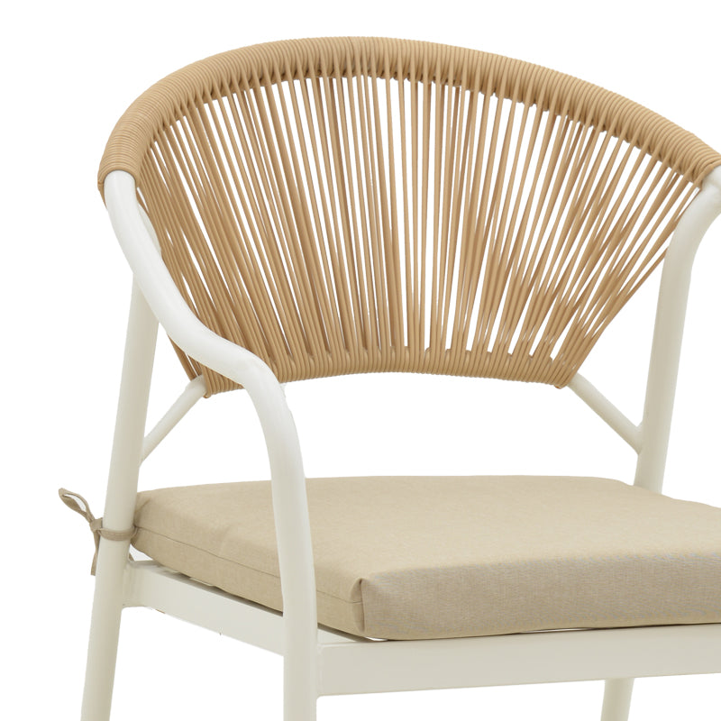 Armchair Jerqui pakoworld wicker rattan natural-metal bege legs-black cushion  60x64x78cm