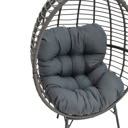 Armchair Nestie pakoworld wicker rattan grey-metal grey legs-grey cushion 102x80x155cm