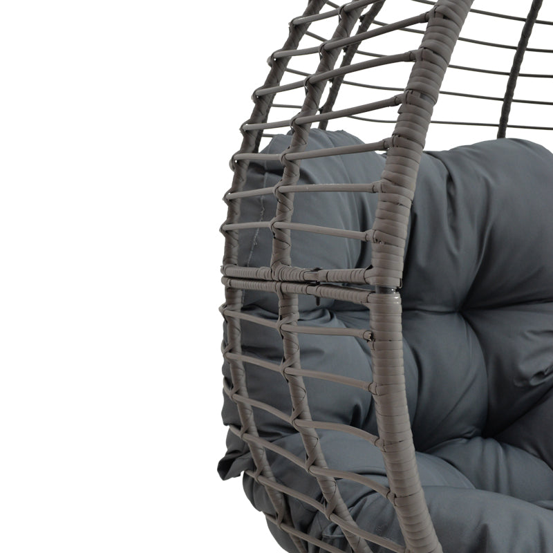 Armchair Nestie pakoworld wicker rattan grey-metal grey legs-grey cushion 102x80x155cm