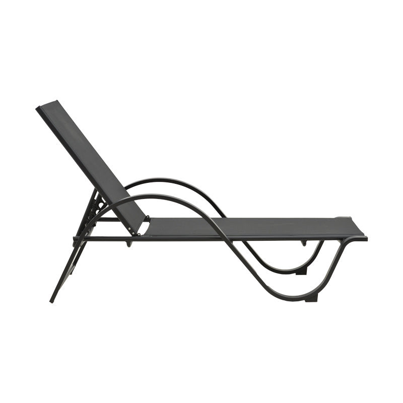 Lounger with arms Attain pakoworld aluminum and textilene in dark gray shade 200x62x35