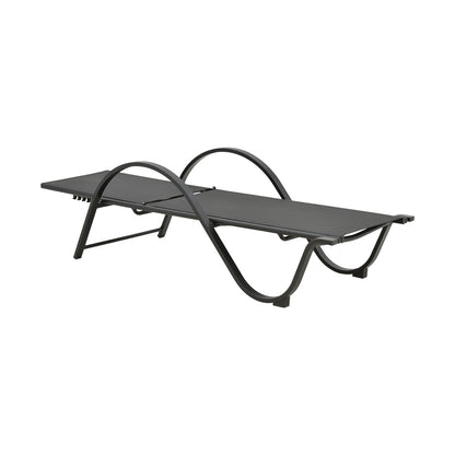 Lounger with arms Attain pakoworld aluminum and textilene in dark gray shade 200x62x35