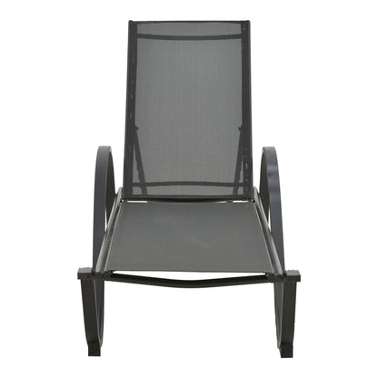 Lounger with arms Attain pakoworld aluminum and textilene in dark gray shade 200x62x35