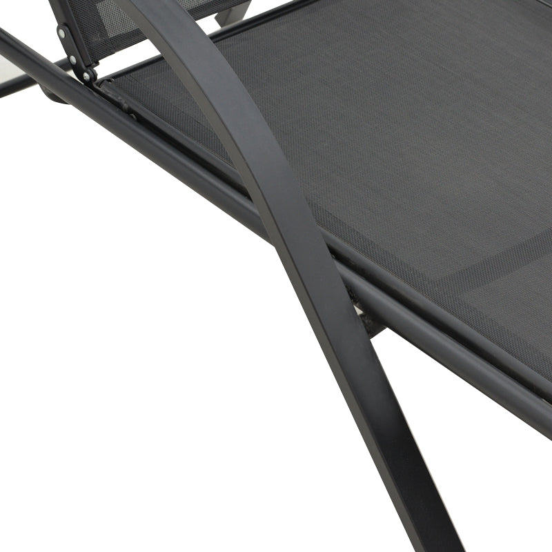 Lounger with arms Attain pakoworld aluminum and textilene in dark gray shade 200x62x35