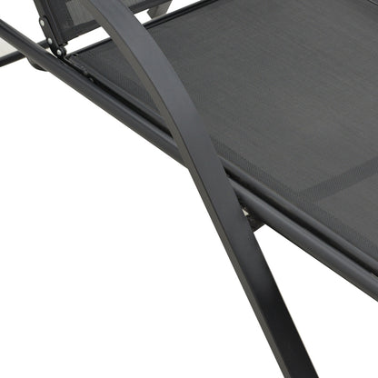 Lounger with arms Attain pakoworld aluminum and textilene in dark gray shade 200x62x35