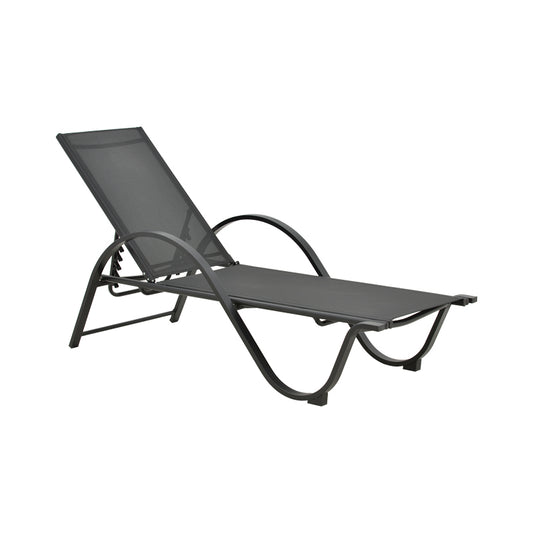Lounger with arms Attain pakoworld aluminum and textilene in dark gray shade 200x62x35