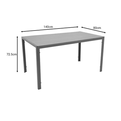 Nares table pakoworld aluminum anthracite-plywood natural 140x80x72.5cm