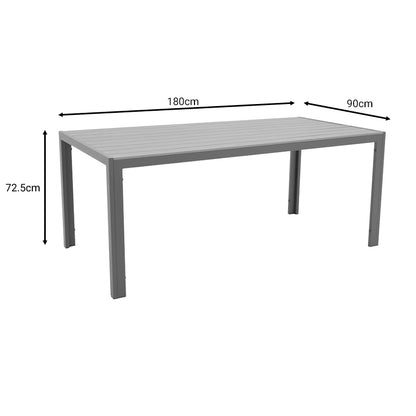 Nares table pakoworld aluminum anthracite-plywood natural 180x90x72.5cm