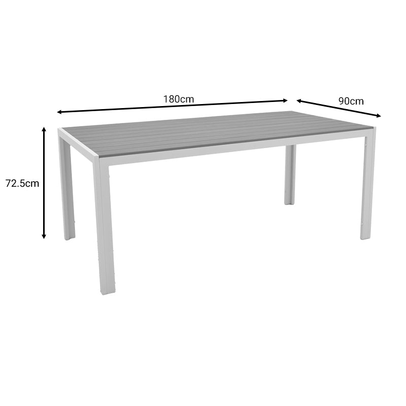 Nares table pakoworld aluminum white-plywood natural 180x90x72.5cm