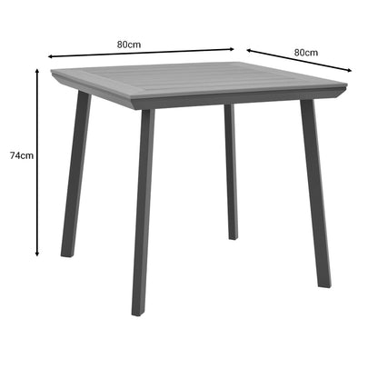 Synergy table pakoworld aluminum anthracite-plywood natural 80x80x74cm