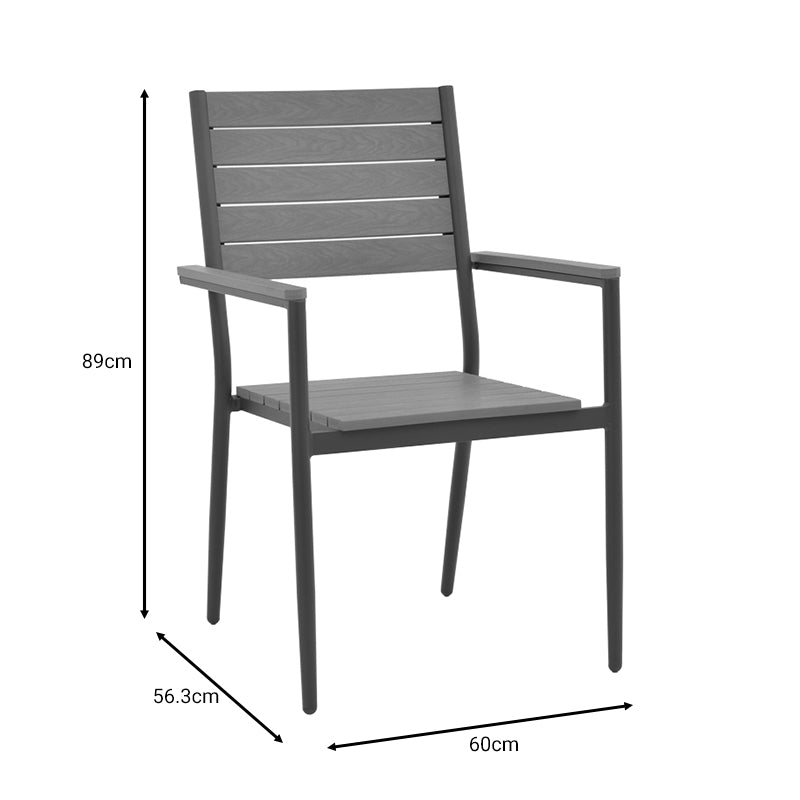 Armchair Vitality pakoworld anthracite aluminum - natural plywood 60x56.3x89cm