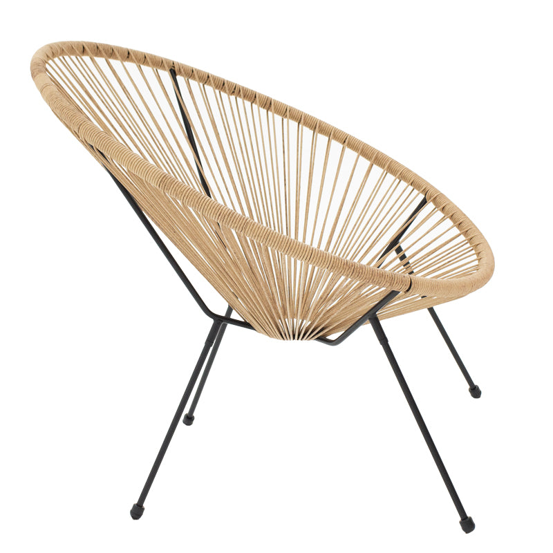 Garden armchair Acapulco pakoworld black metal - pe rattan in natural shade 71x76x85cm