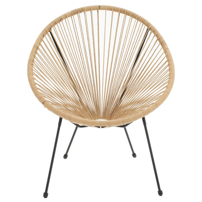 Garden armchair Acapulco pakoworld black metal - pe rattan in natural shade 71x76x85cm