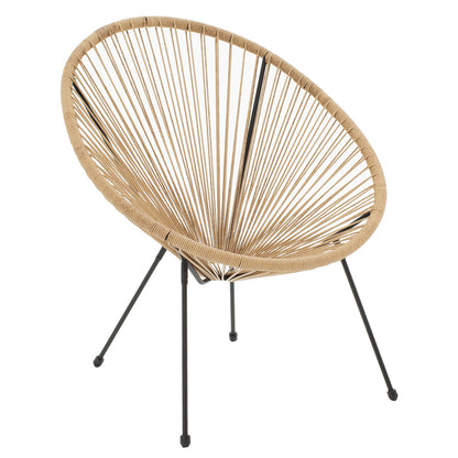 Garden armchair Acapulco pakoworld black metal - pe rattan in natural shade 71x76x85cm