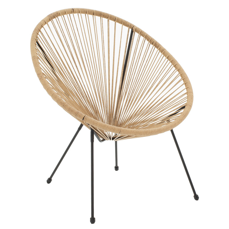 Garden armchair Acapulco pakoworld black metal - pe rattan in natural shade 71x76x85cm