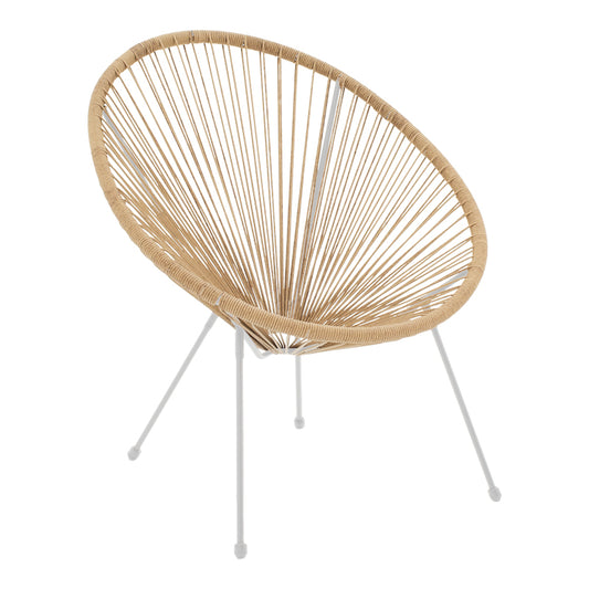 Garden armchair Acapulco pakoworld white metal - pe rattan in natural shade 71x76x85cm