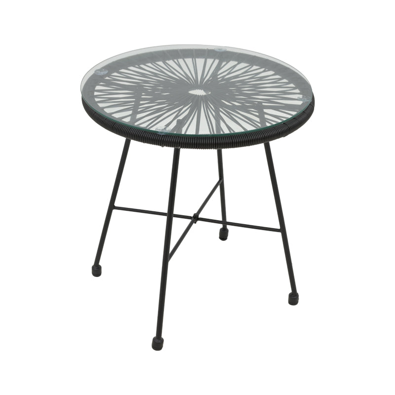 Acapulco table pakoworld black metal - pe rattan in black shade D50x50cm