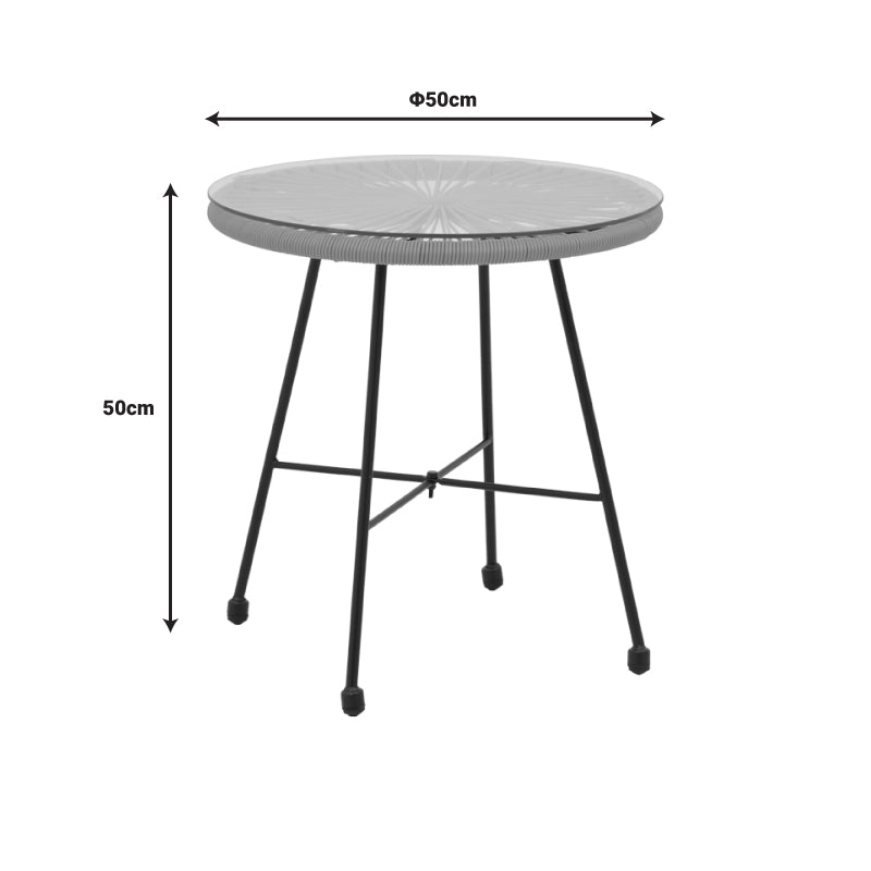 Acapulco table pakoworld black metal - pe rattan in black shade D50x50cm