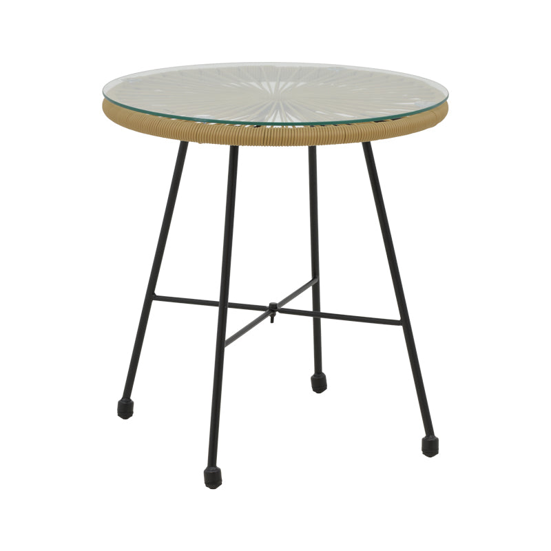Acapulco table black metal - pe rattan in natural shade D50x50cm