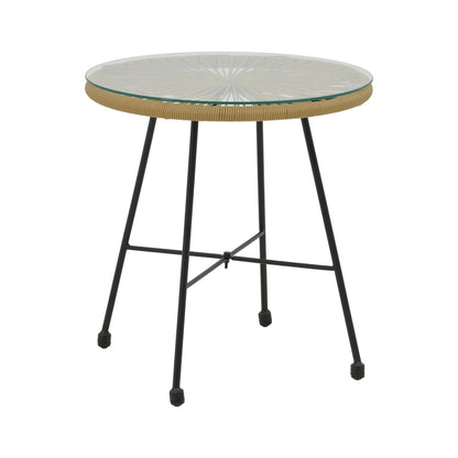 Acapulco table black metal - pe rattan in natural shade D50x50cm