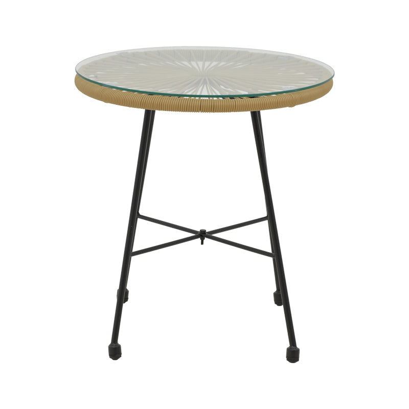 Acapulco table black metal - pe rattan in natural shade D50x50cm