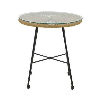 Acapulco table black metal - pe rattan in natural shade D50x50cm