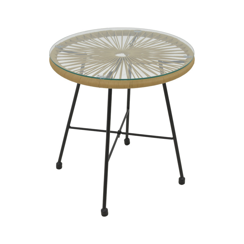 Acapulco table black metal - pe rattan in natural shade D50x50cm