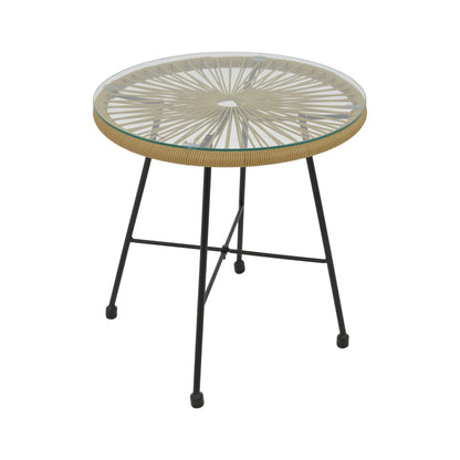 Acapulco table black metal - pe rattan in natural shade D50x50cm