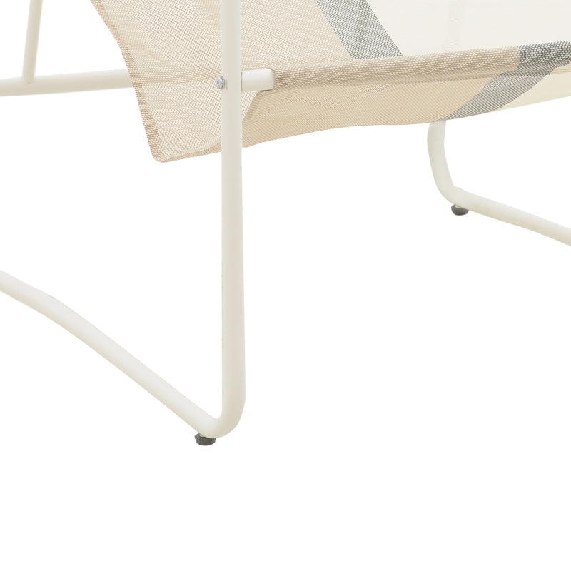 Faisty Chaise longue  chair pakoworld metal white- textline grey-beige-cushion 65x83x86cm