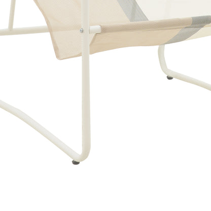 Faisty Chaise longue  chair pakoworld metal white- textline grey-beige-cushion 65x83x86cm