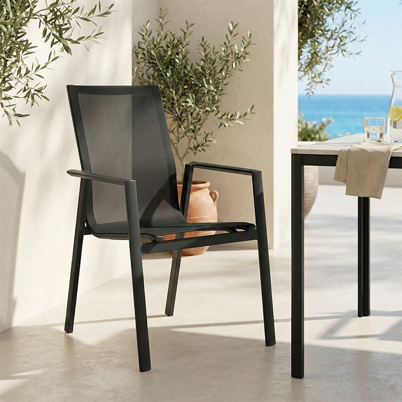 Garden armchair Dashiell  metal black textilene black 57x71x93cm