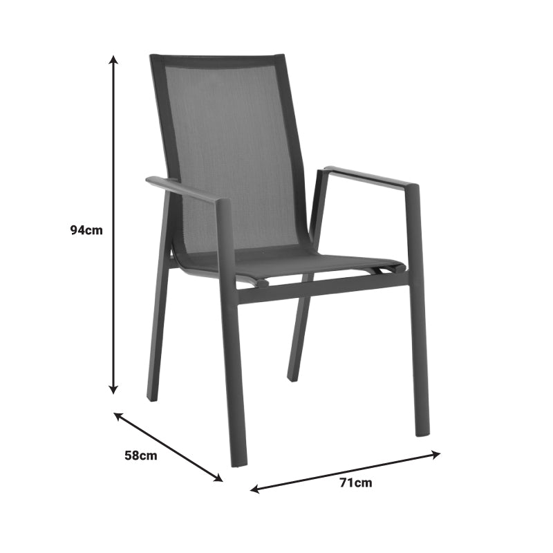 Garden armchair Dashiell  pakoworld metal black textilene black 71x58x94cm