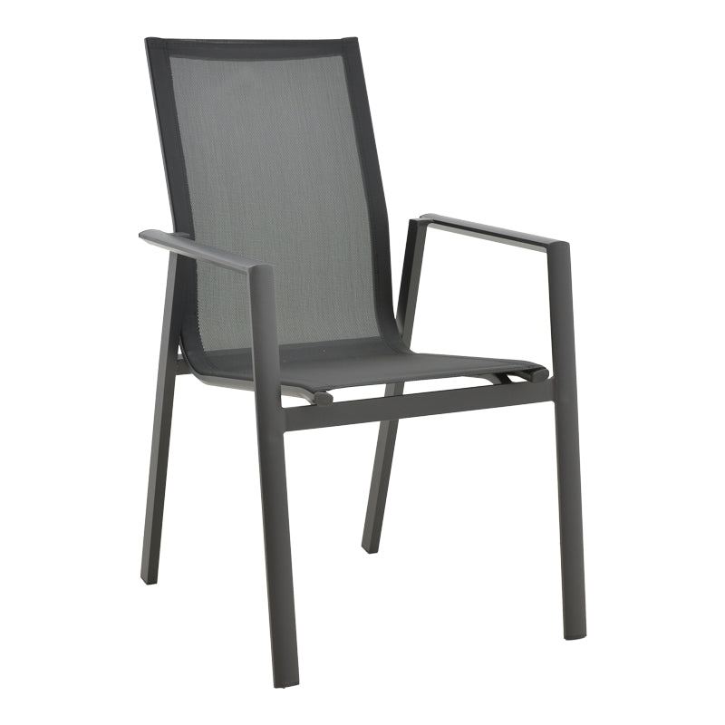 Garden armchair Dashiell  metal black textilene black 57x71x93cm