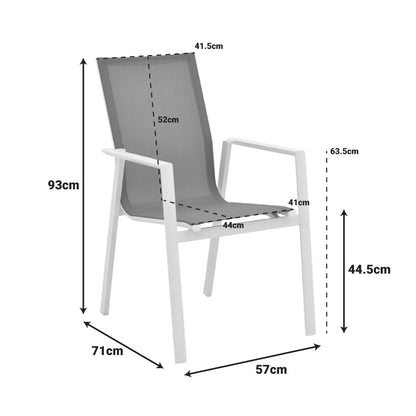 Garden armchair Dashiell  metal white textilene light grey 57x71x93cm