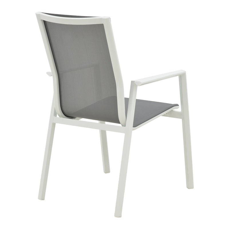 Garden armchair Dashiell  metal white textilene light grey 57x71x93cm
