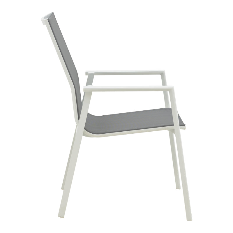 Garden armchair Dashiell  metal white textilene light grey 57x71x93cm