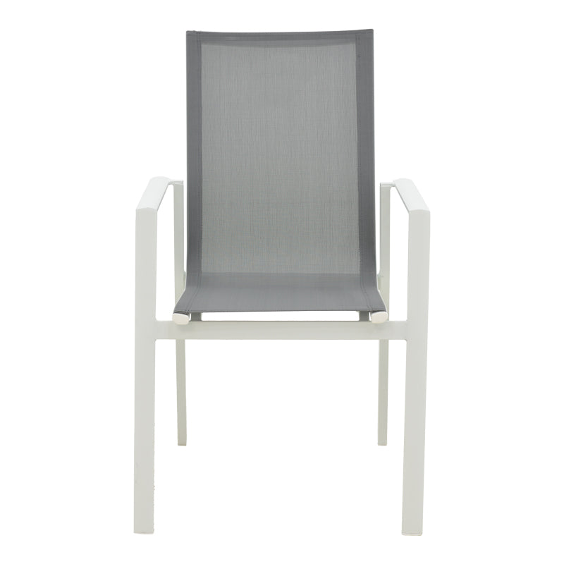 Garden armchair Dashiell  metal white textilene light grey 57x71x93cm