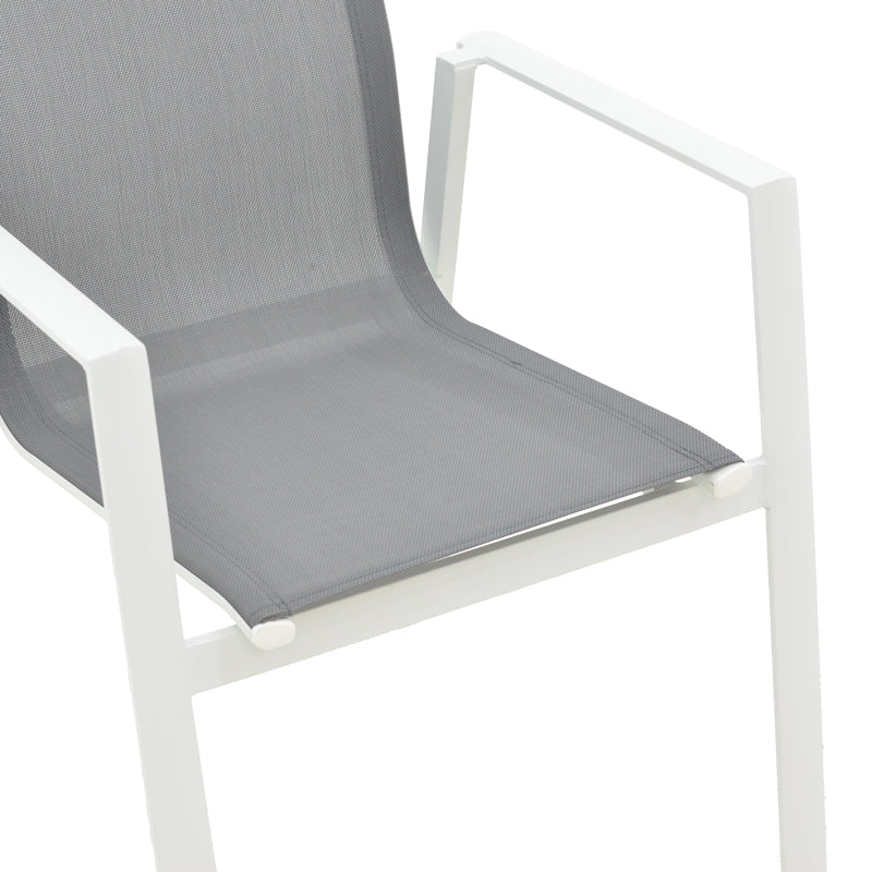 Garden armchair Dashiell  metal white textilene light grey 57x71x93cm