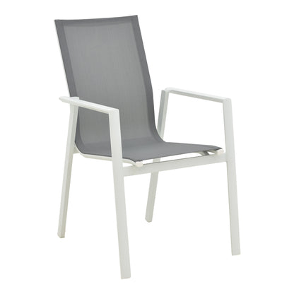 Garden armchair Dashiell  metal white textilene light grey 57x71x93cm