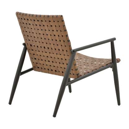 Eamon pakoworld armchair black aluminum and pe rattan in brown shade 73.5x62x77cm