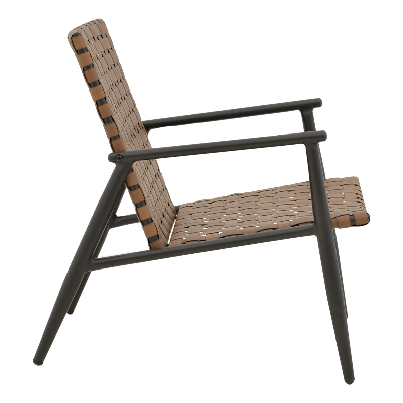 Eamon pakoworld armchair black aluminum and pe rattan in brown shade 73.5x62x77cm