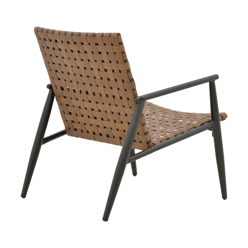 Eamon pakoworld armchair black aluminum and pe rattan in brown shade 73.5x62x77cm
