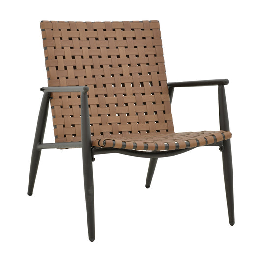 Eamon pakoworld armchair black aluminum and pe rattan in brown shade 73.5x62x77cm
