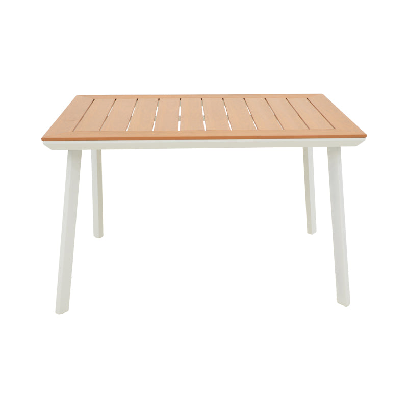 Griffith table pakoworld white aluminum and plywood in a natural shade 120x80x74cm