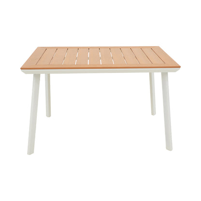 Griffith table pakoworld white aluminum and plywood in a natural shade 120x80x74cm