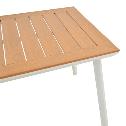 Griffith table pakoworld white aluminum and plywood in a natural shade 120x80x74cm
