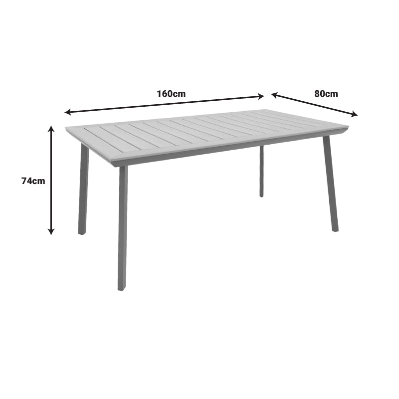 Griffith table pakoworld black aluminum and plywood in a natural shade 160x80x74cm